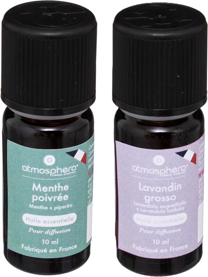 Aromatische Etherische olie - set van 2 geuren - Lavendel en pepermunt/mint - huisparfum navulling