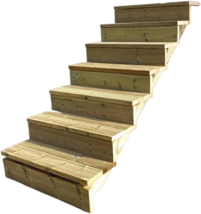 Houten buitentrap - 7 treden, hoogte 122 cm, breedte 60 cm