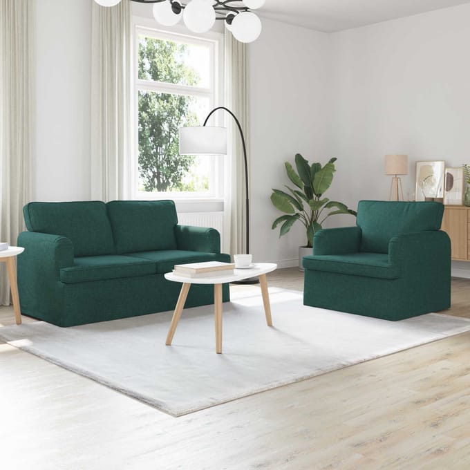 vidaXL Bankstel 2 pcs Donkergroen 144 x 80 x 85 cm Stof