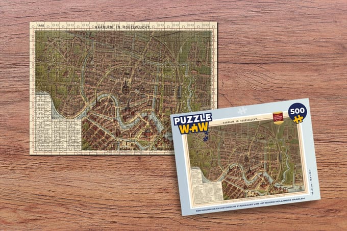 Puzzel Plattegrond - Antiek - Haarlem - Legpuzzel - Puzzel 500 stukjes - Stadskaart