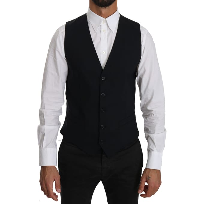 Dolce & Gabbana Heren Blauwe Wollen Vest Formeel Gilet
