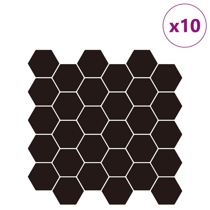 vidaXL - Hexagon - Tegel - 10 - st - Zwart - 30 - x - 30 - cm - Polyurethaan - en - PET