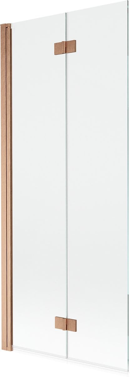 Mexen Mist badwand 2-delig links 80 x 150 , transparant, geborsteld koper - 8A9-080-002-65-00-L
