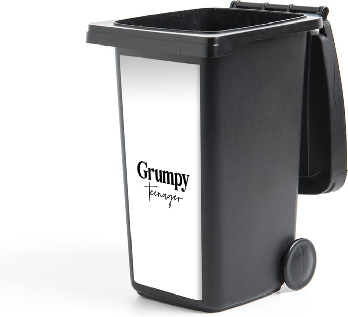 Container sticker Kind - Spreuken - Zwart - Wit - Quotes - Grumpy teenager - 44x98 cm - Kliko sticker