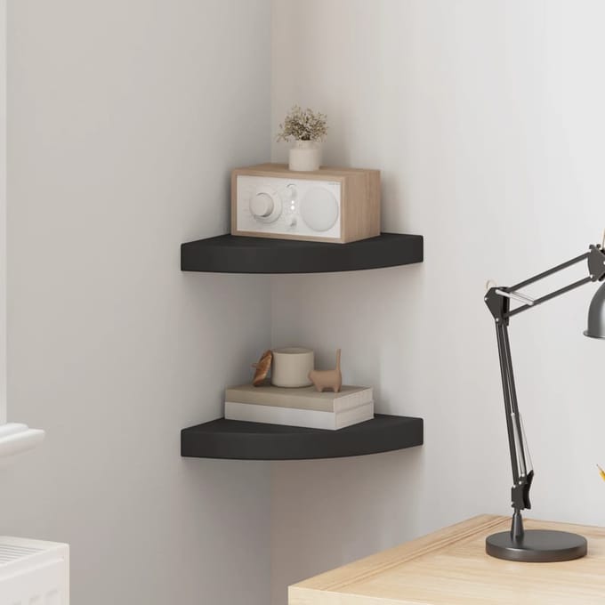 vidaXL - Hoekschappen - zwevend - 2 - st - 25x25x3,8 - cm - MDF - zwart