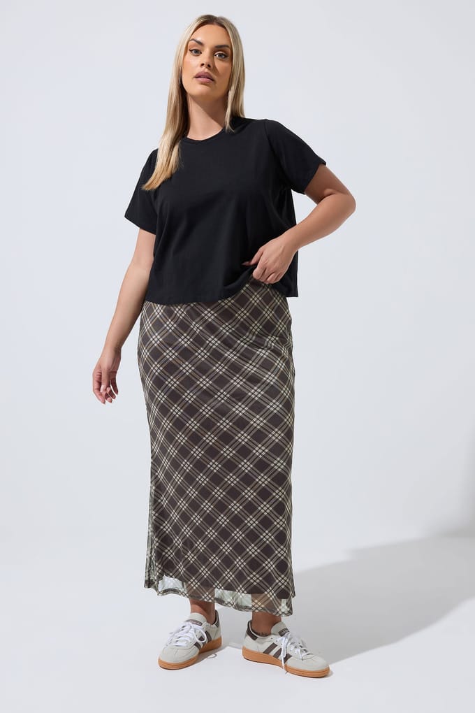 Limited Collection Bruine Geruite Mesh Rok Size 38