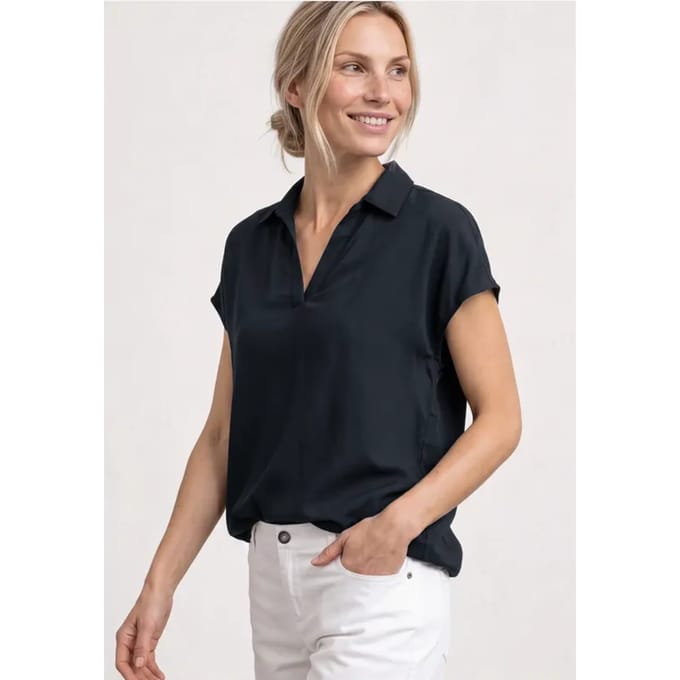 Blouseshirt met overhemdkraag en elastische zoom