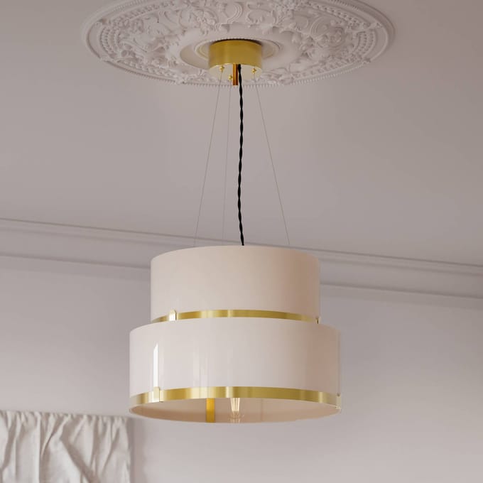 By Rydéns By Rydens hanglamp Marcel, messing/wit, Ø 50 cm