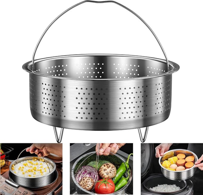 Stoommand RVS - Stoominzet Pan - Gezond Koken - Hoge Basis - 16.5 cm - Zilver