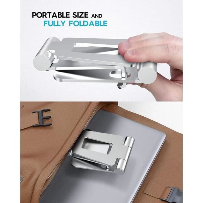 Nulaxy Telefoonhouder Bureau, Draagbare Smartphone Standaard Tafel, Zwart Telefoonhouder Dock, Verstelbaar Universeel Aluminium Su