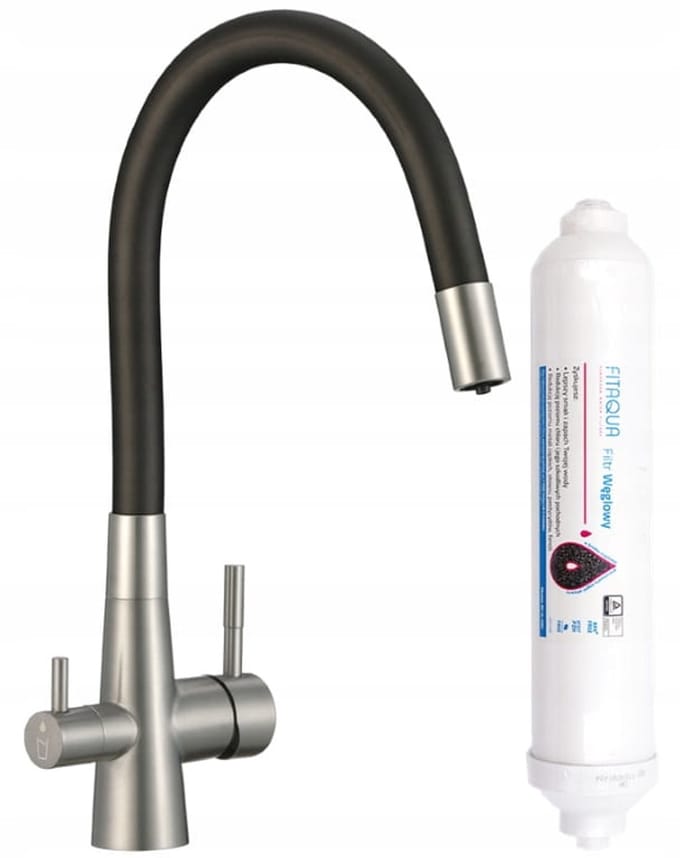 Kuchinox Riveco - Keukenkraan - Flexibele Uitloop - Mat Zwart - Watersysteem Filter