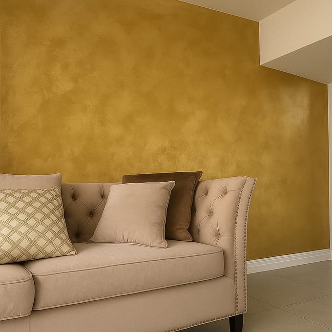 Zand verf Sabbiato - Goud - 1L - Decoratieve + gratis professionele kwast