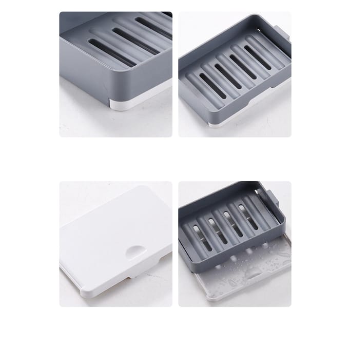 Draaibare Wandmontage Zeepdoos 3 Lagen HIPS Ponsvrij Draaibare Zeepcontainer Schaal voor white