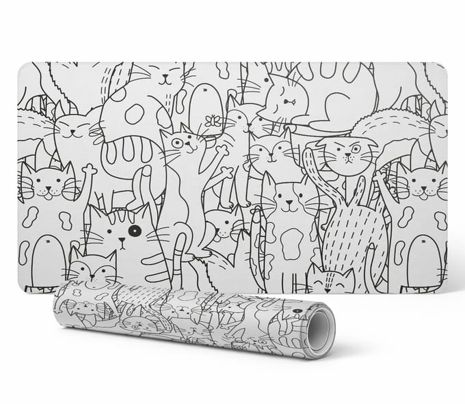 Universele beschermmat voor computerapparatuur met kattentekening, 90x45 cm