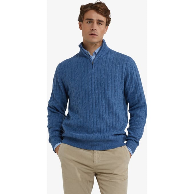 McGregor Cable Zip Mock Sweater Worker Blue Taglia: 3XL | Maglioni a maglia Outlet | Uomo | Blu