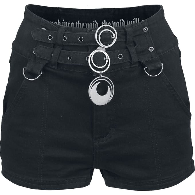 Gothicana Zwarte high-rise shorts met ringdetails en vetersluiting - Dames - 28