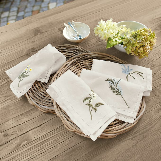 LOBERON Servet set van 4 Lentilly wit/meerkleurig