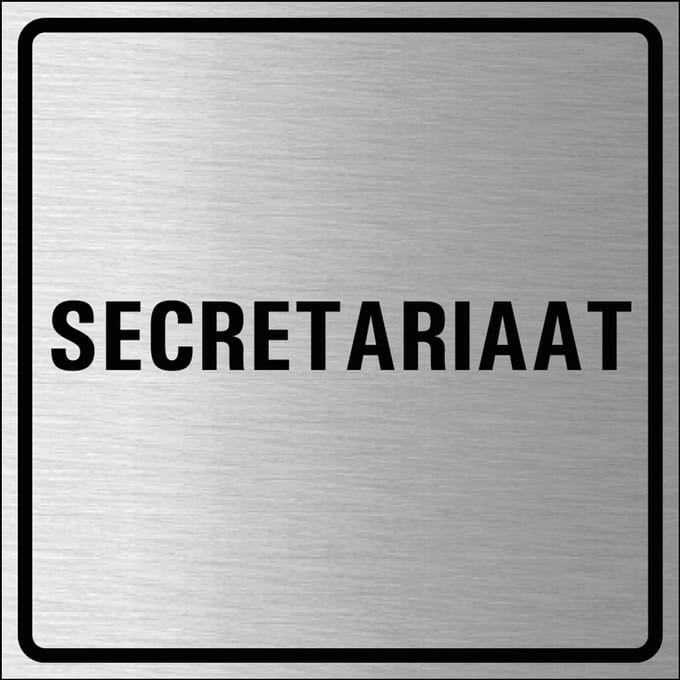 Secretariaat bordje, geborsteld aluminium 100 x 100 mm