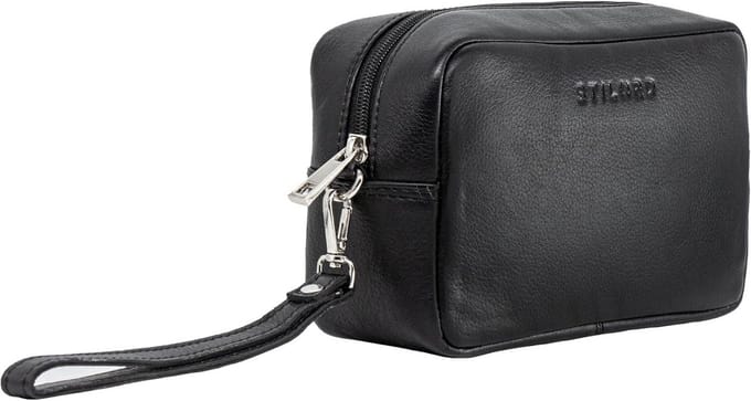 Leren Tas - Heuptas Heren - Reis Organiser - Echt Leer - 21 x 12 cm - Zwart