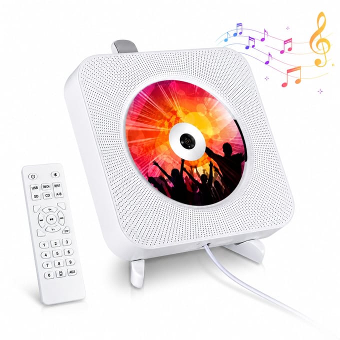 CD Speler - Met FM-Radio/Bluetooth/USB - Luidsprekers - Monteerbaar op de Muur - Voor Volwassenen en Kinderen