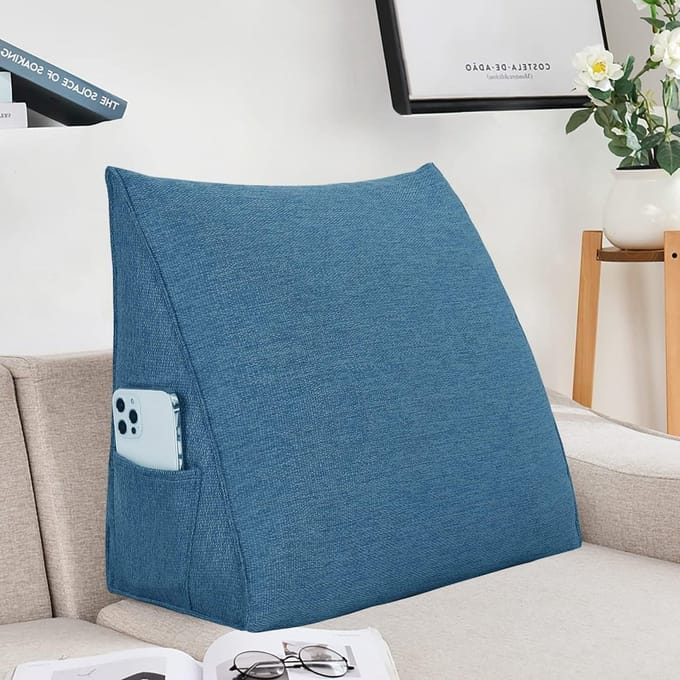 Ergonomisch Wigkussen voor Bed en Bank - Groot Lendensteunkussen voor Lezen en Rusten
