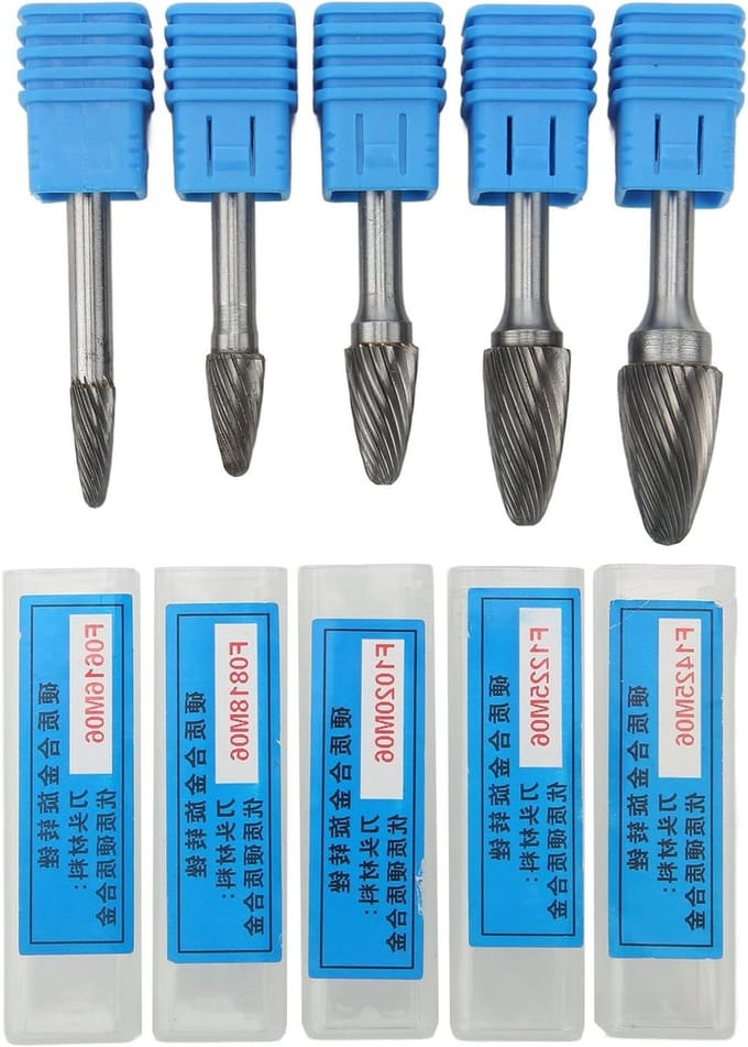 Set van 5 Carbide Frezen met 6mm Shank voor Graveren, Polijsten en Boren met Power Tools
