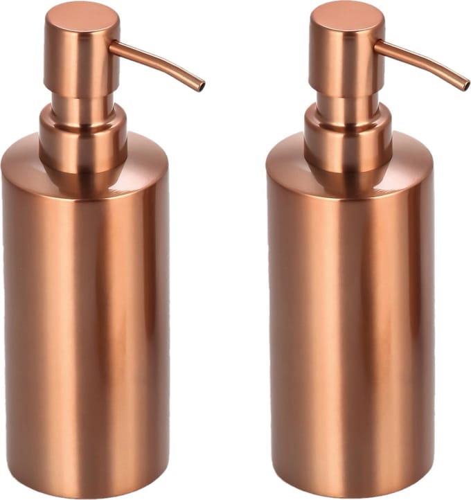 MSV Zeeppompje/dispenser - 2x - Kyoto - rvs - koper kleur - 6 x 18 cm - 260 ml