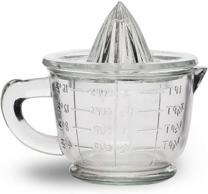 Glazen Citruspers - Maatbeker Set - Verse Sapjes Maken - Vintage Design - 600ml Capaciteit - Transparant