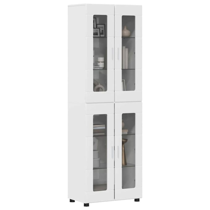 vidaXL - Highboard - FLORIN - 60 - x - 35 - x - 182 - cm - Hoogglans - wit - Bewerkt - hout