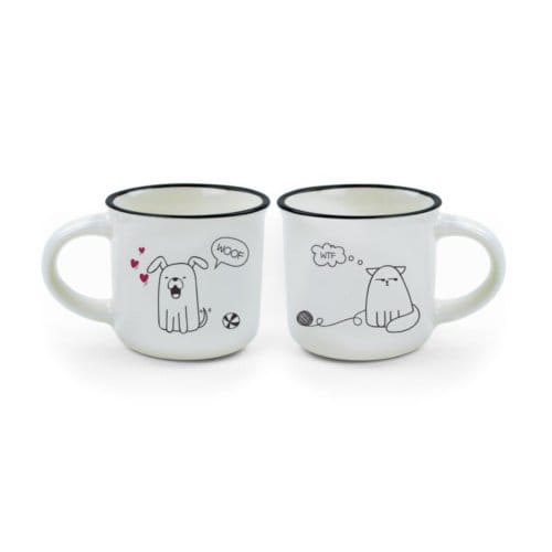 Legami set van twee koffiemokken - hond en kat