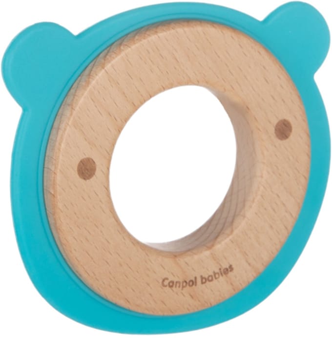 Canpol Babies bear houten bijtring blauw, 0+ m 0+ maanden