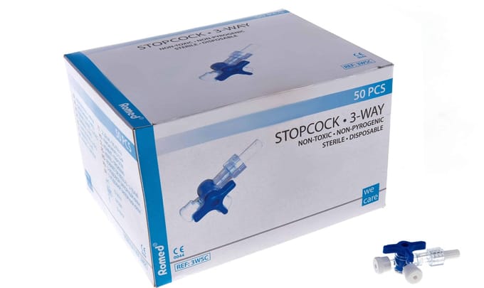 Romed 3-weg Stop Cock 50 stuks Romed - Polycarbonate - Extra infusiemogelijkheid tussen inline en venapunctie - 3 weg instelkraan