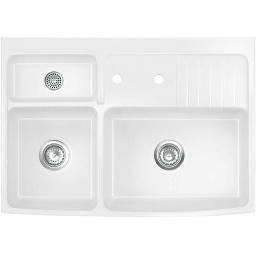 Systemceram Keradomo Centra 90 ceramic element special size with eccentric drain, residual strainer, dishwasher basket 509602-12 0100 0824 0810 0871