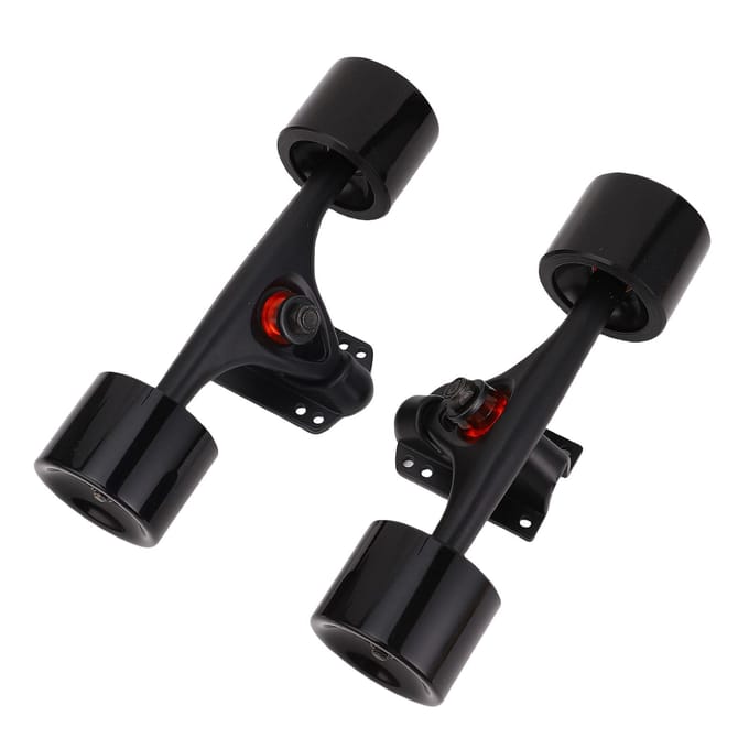 2pcs Trucks de Skateboard 7 Pouces avec Roues 65x51mm Ensemble Combo Trucks Roues de Longboard Alliage d'Aluminium black