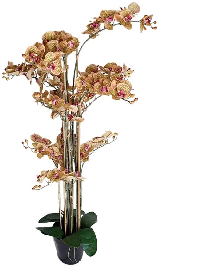 Kunst Phalaenopsis Orchidee In Pot 140 cm - Tiger Yellow