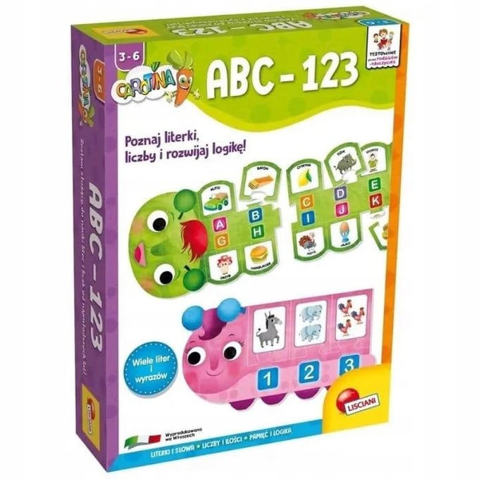 Lisciani abc - 123 leer de letters en cijfers ontwikkel logica 2 bord 49 kaarten