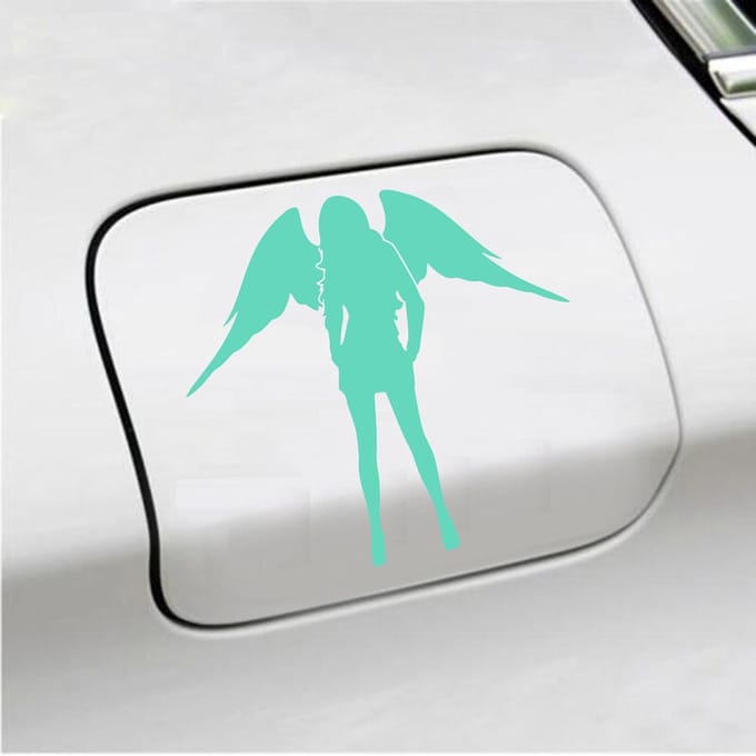 Bumpersticker - Dame Engel - 13 X 14 - Mint