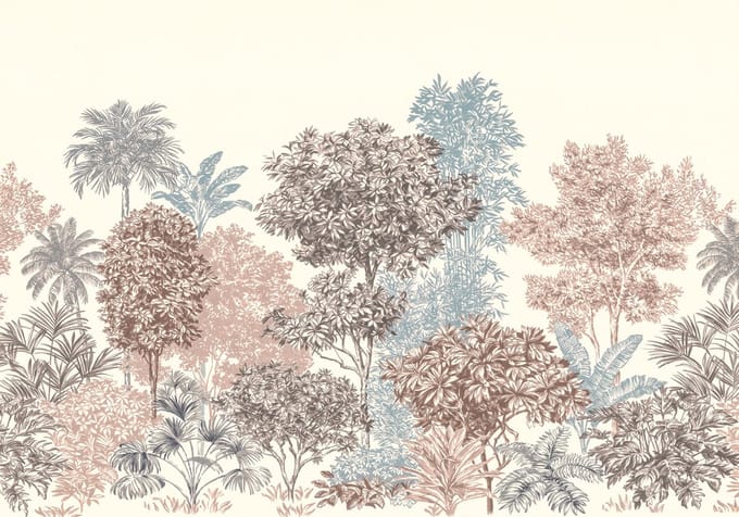 Fotobehang Painted Trees - Meerkleurig - 2,80m X 400cm