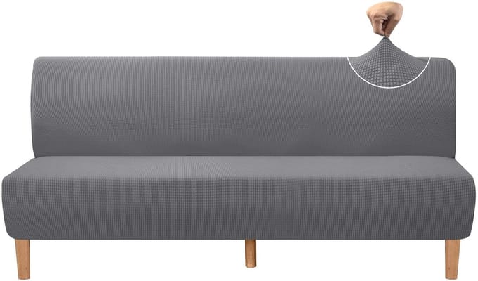 Hoge stretch futon afdekking (lichtgrijs)