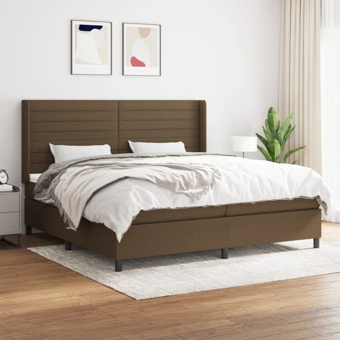 vidaXL - Boxspring - met - matras - stof - donkerbruin - 200x200 - cm