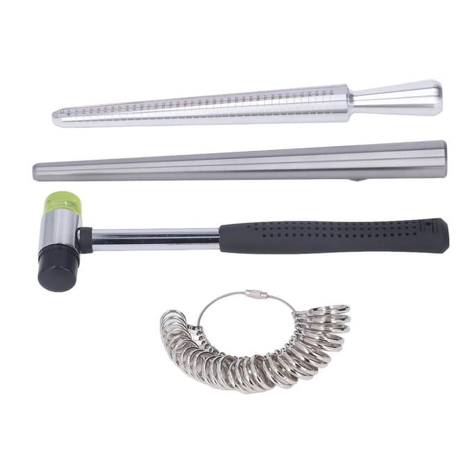 Ringdoorn Maatmeter Vingerringen Meetinstrument Rubber Hamer Stok Sieraden Maakset gray