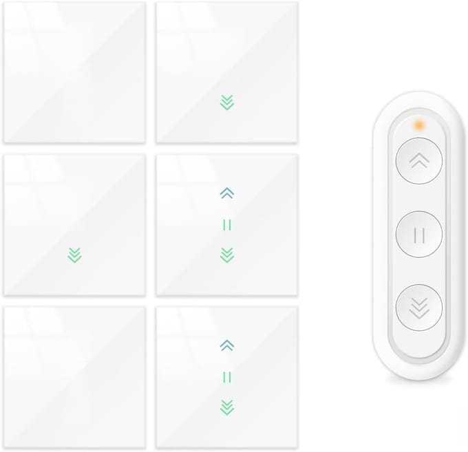 Gordijn Schakelaar - Rolluik Bediening - Slim Huis - App Bediening - 86mm x 86mm - Wit