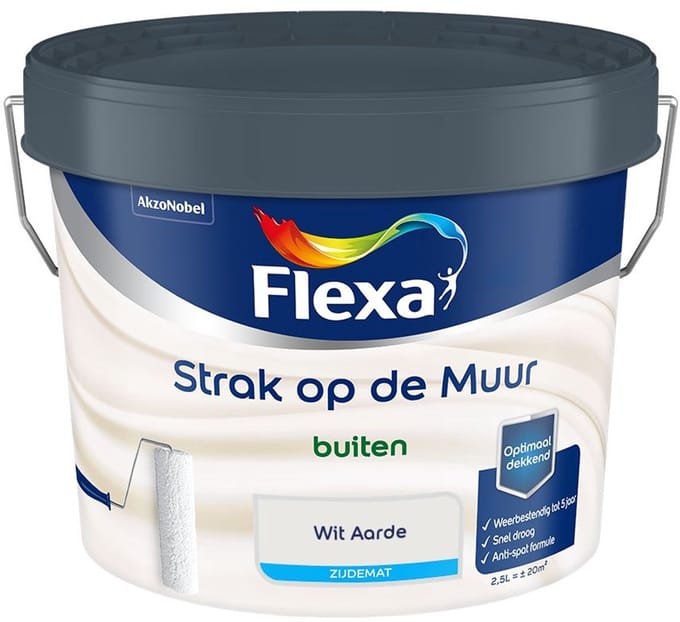Flexa - Strak Op De Muur Buiten Zijdemat - Wit Aarde - Mengverf - 2,5 L