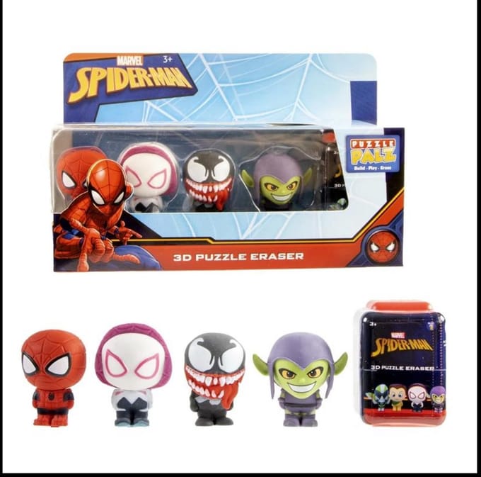 Marvel - Spiderman - Venom - 3D Puzzle Eraser - Mini Funko Pop + 1 Secret Figurine