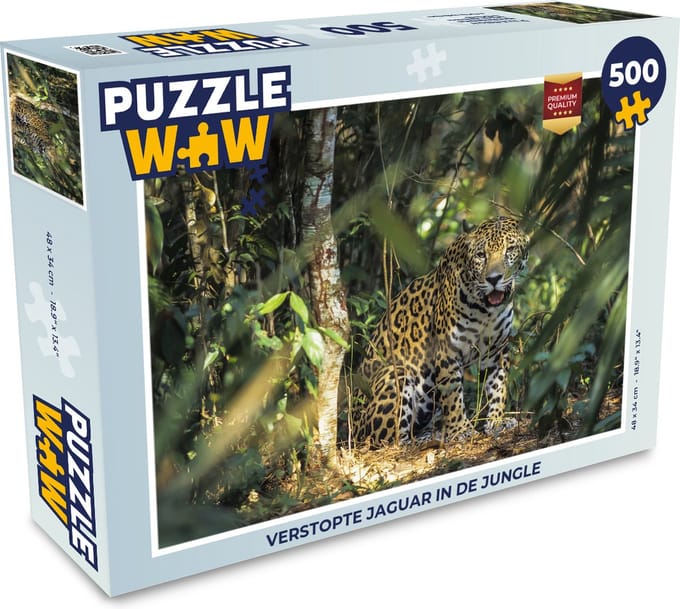 Puzzel Verstopte jaguar in de jungle - Legpuzzel - Puzzel 500 stukjes