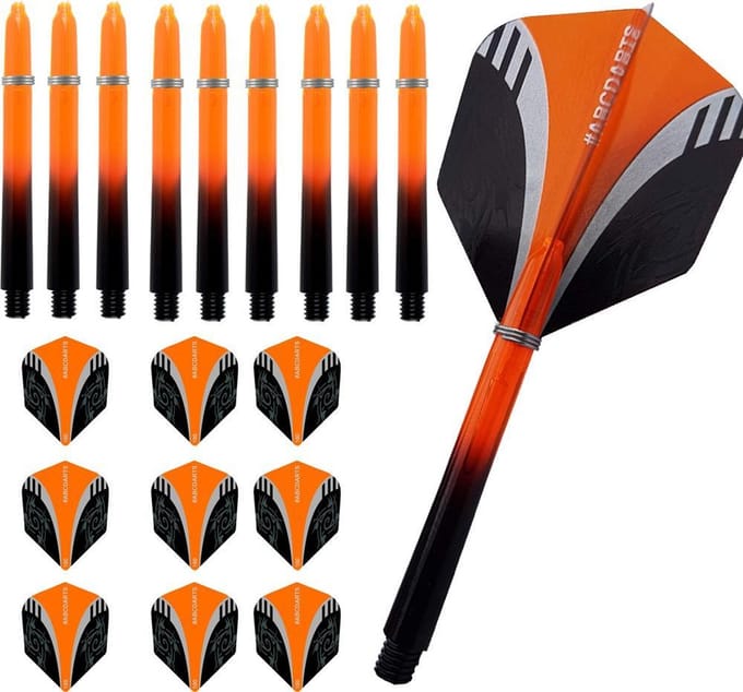 ABC Dart - Dart Flights en Darts Shafts Medium - Tribal oranje - 3 sets