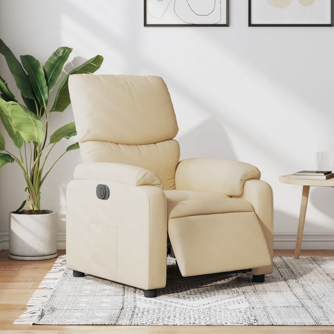 vidaXL - Fauteuil - verstelbaar - elektrisch - stof - crèmekleurig