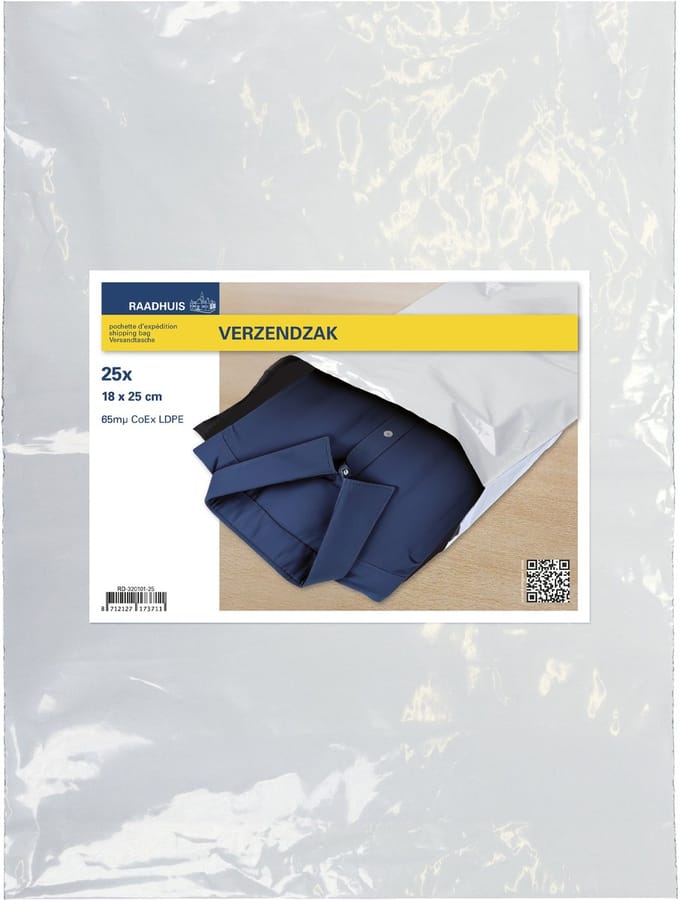 Raadhuis verzendzakken plastic - 18 x 25 cm - aantal 25 stuks