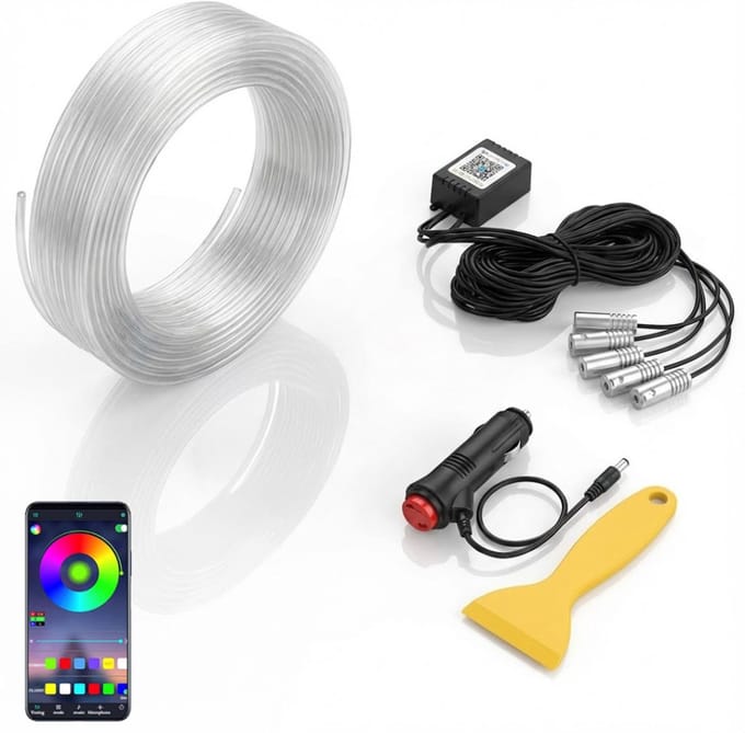 NBAP® Auto Interieur Verlichting - Led Strip Auto – 6M – Met App - RGB