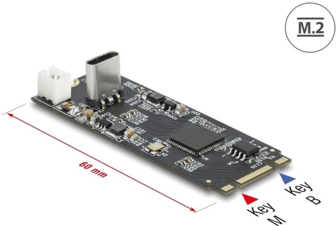 Delock Converter M.2 Key B+M male to USB Type-C™ female